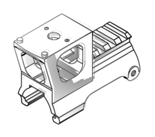 Rendering of the Hansel MP5 optics mount with RMR footprint