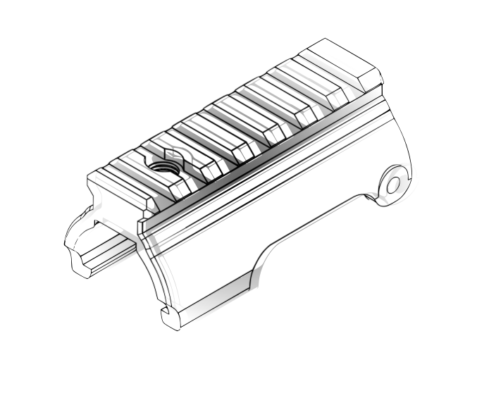 CAD render of the Hexe Picatinny rail mount for the MP5