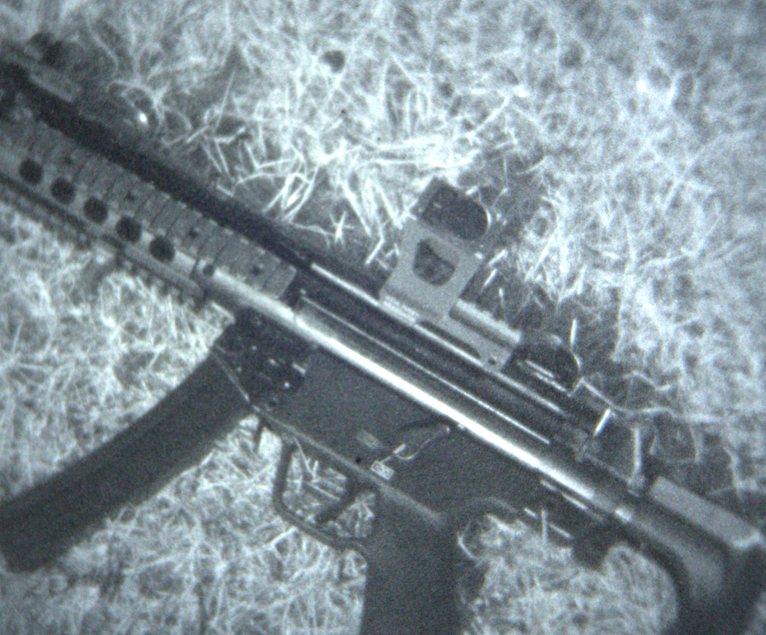 MP5 with the Hansel optics mount and red dot viewed through night vision
